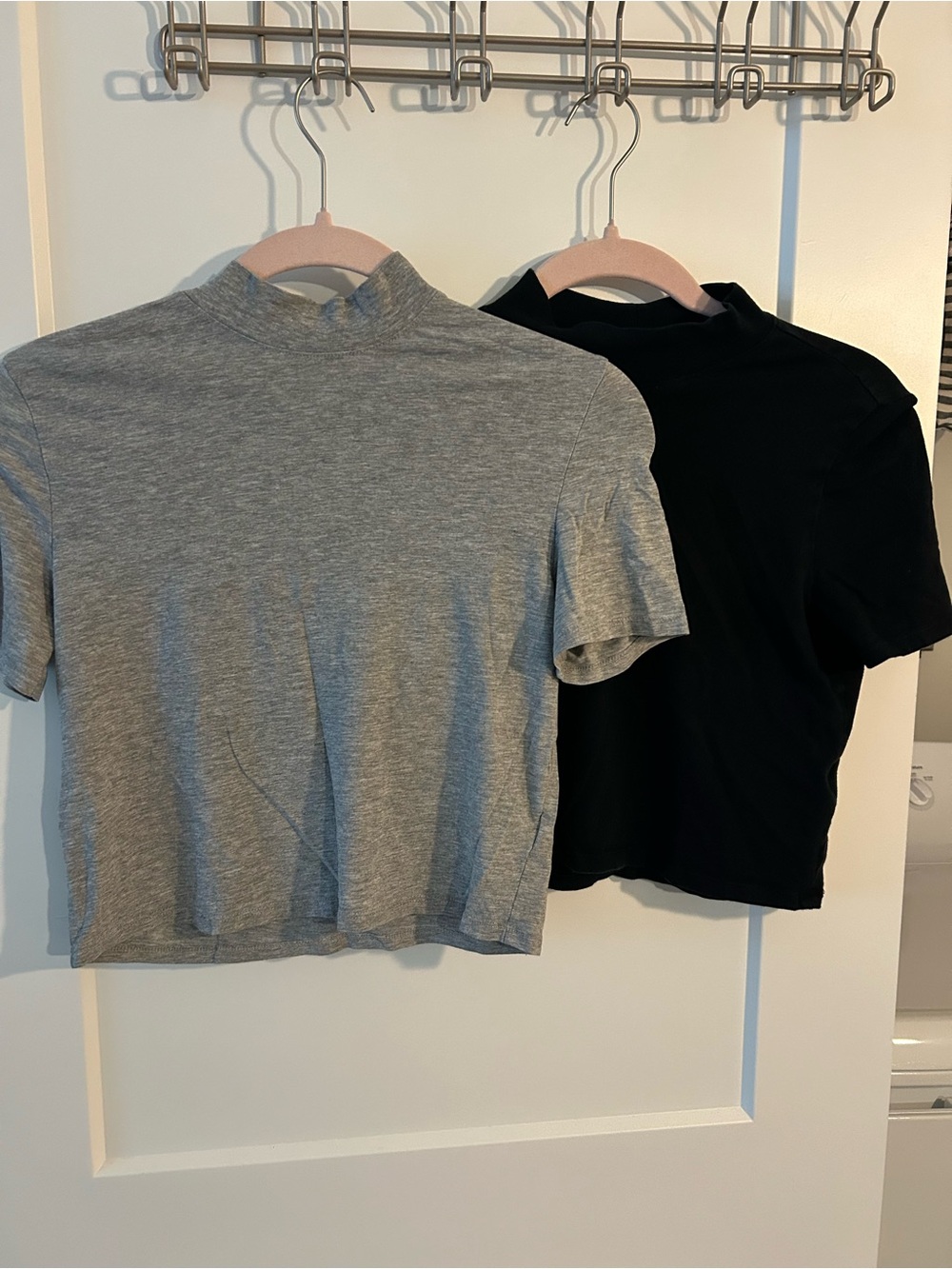 H&M Short Sleeve Mock Neck Tees in Gray and Black